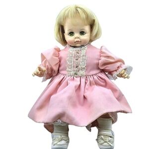 60s VTG 15" Madame Alexander  Cat Doll Original Pink Dress Full Outfit Shoe Sock